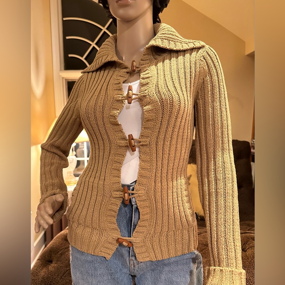 Abecrombie & Fitch Beige Knit Cardigan Sweater Sz M